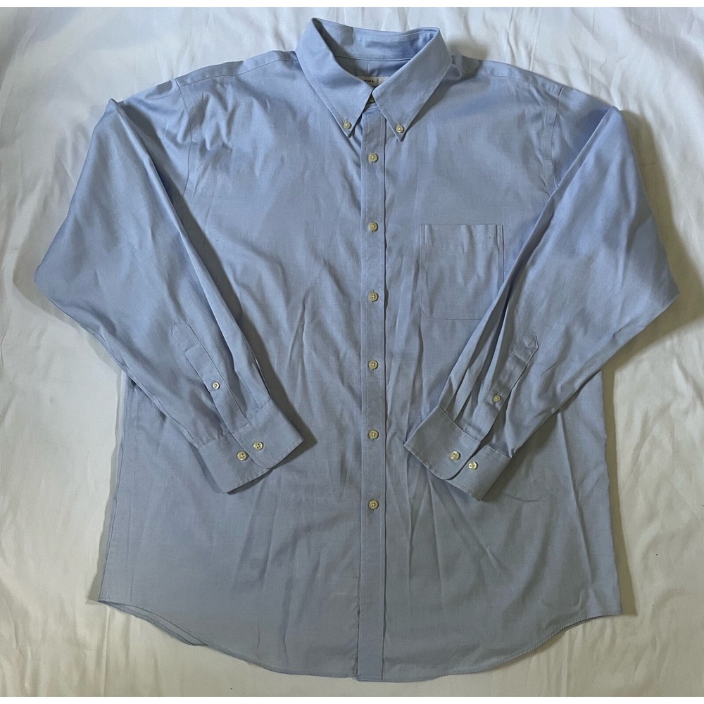 Merona Men's Dress Shirt Size XL 17-17.5 Neck Blue Button Up Long Sleeve Wedding